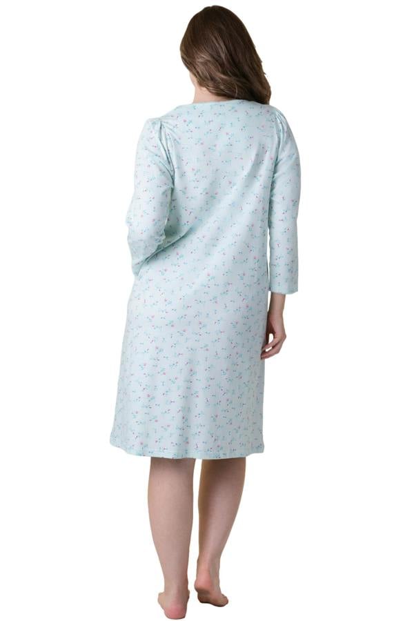 Camille Womens Classic 100% Organic Jersey Cotton Long Sleeve Nightdress