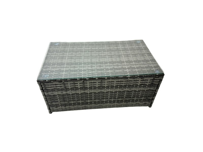 Fimous High Back Rattan Corner Sofa Set Oblong Coffee Table Outdoor Furniture dark Grey Left Option With Extra Chair