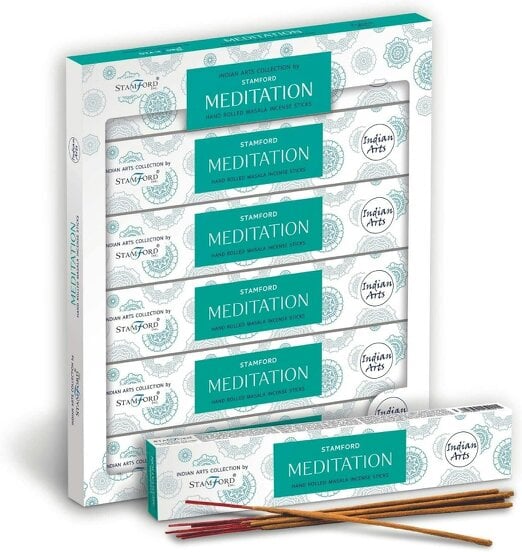Stamford Indian Arts Meditation Hand Rolled Masala Incense Sticks, 6 packs x 15 sticks