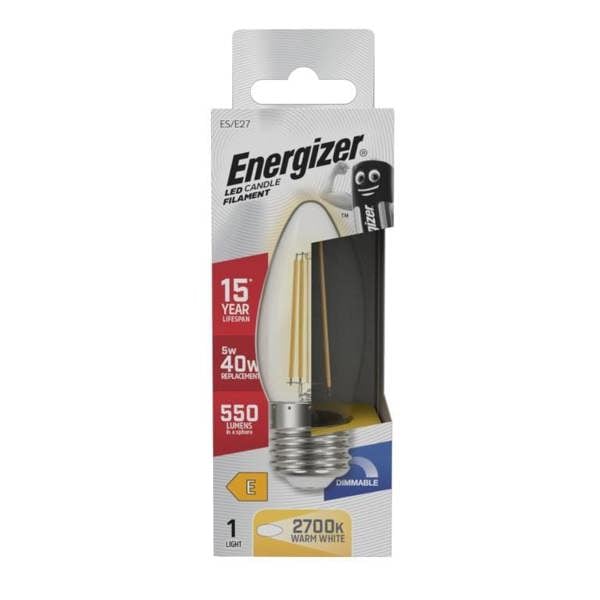 Energizer ES/E27 LED Candle Bulb - White - 