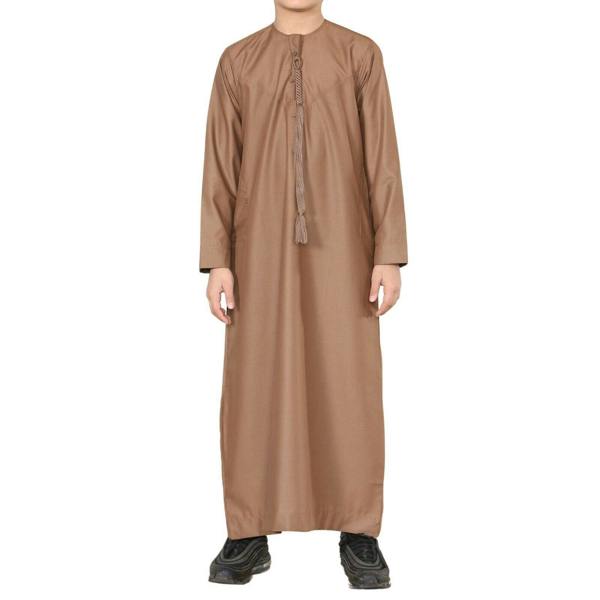 Infinity Leather Boy's Kids Thobe Emirati Jubba Islamic Clothing Kaftan Eid String Tassel
