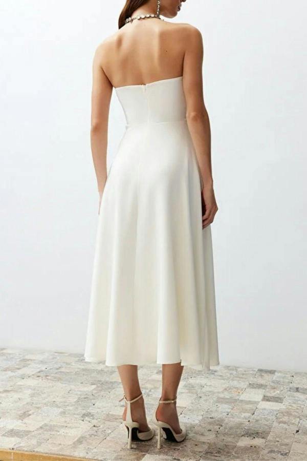 WOVCOR A-Line Strapless Woven Elegant Evening Dress