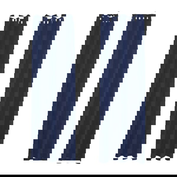 Midnight Blackout Curtains - Navy Blue Thermal Eyelet - 46 x 63 Drop - 2 Panel Image 1