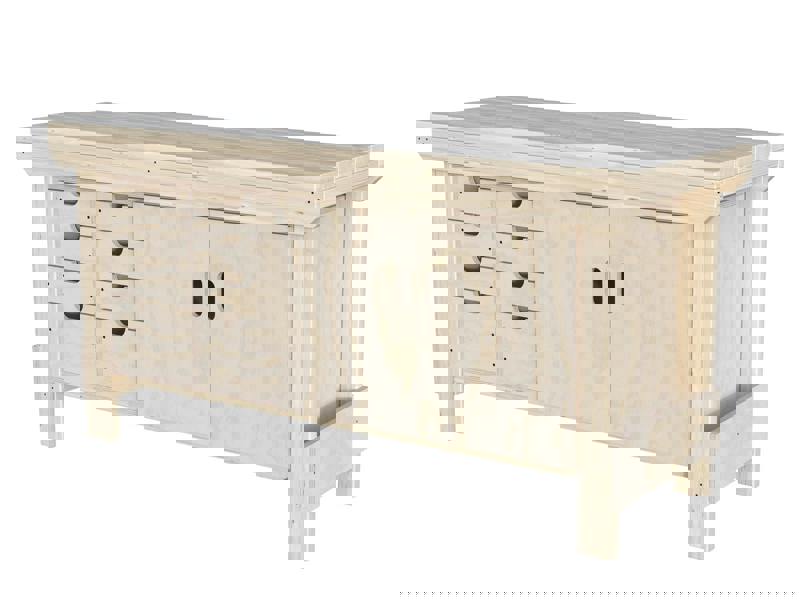 Acorn Heavy-Duty Cupboard Workbench (V.1) – Sturdy Wooden Workbench with Two-Door Cupboard, Multiple Drawers, and Optional Back Panel or Pegboard, Ideal for Garages, Workshops, and Sheds