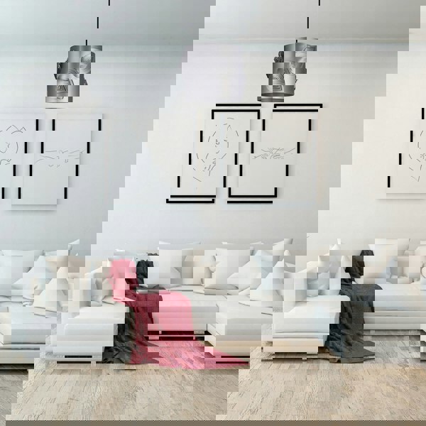 Pearl Grey Solid Metal Easy Fit Pendant Shade with Laser Cut Leaves Image 5