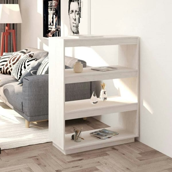 Berkfield Book Cabinet/Room Divider White 80x35x103 cm Solid Pinewood