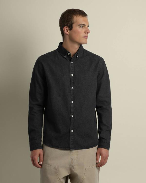 Larsson & Co Freddie - Denim Long Sleeve Shirt - Black