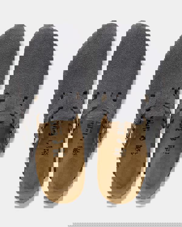 Birkenstock Boston Suede Leather Womens Clogs - Charcoal | CHO | Designer Womens Clogs