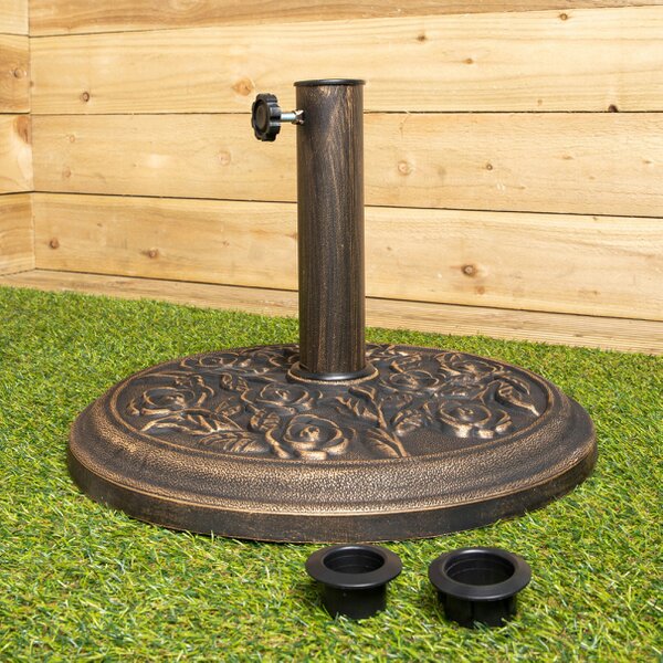 Samuel Alexander 9kg 45cm Bronze Cast Iron Effect Garden Patio Parasol Base with Rose Design