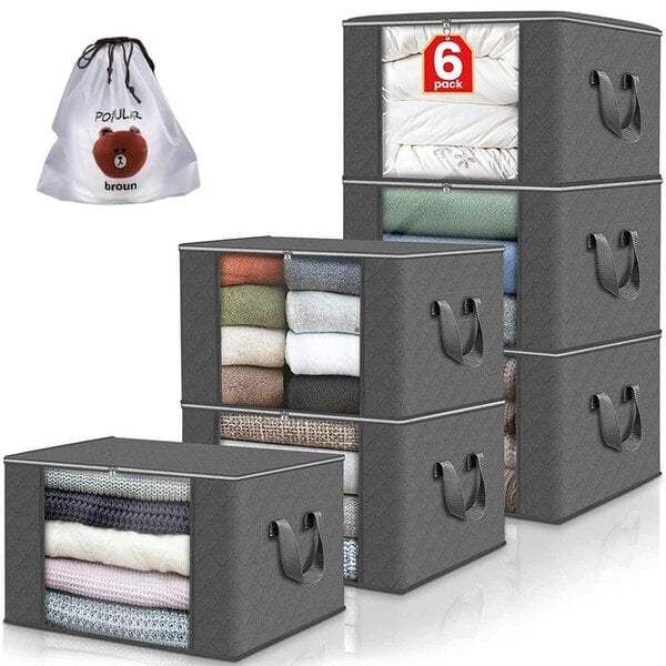 Havendro 6 Pack Storage Bags Zipped for Clothes, Bedding Moving Box