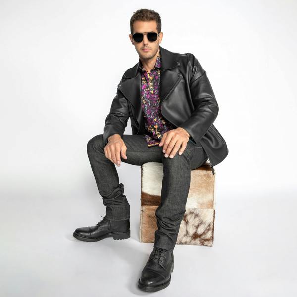 The Maverick Leather Moto Jacket - Premium Men's Patterned Shirt by Claudio Lugli | Bold Design, Tailored Fit, Best Printed Shirts