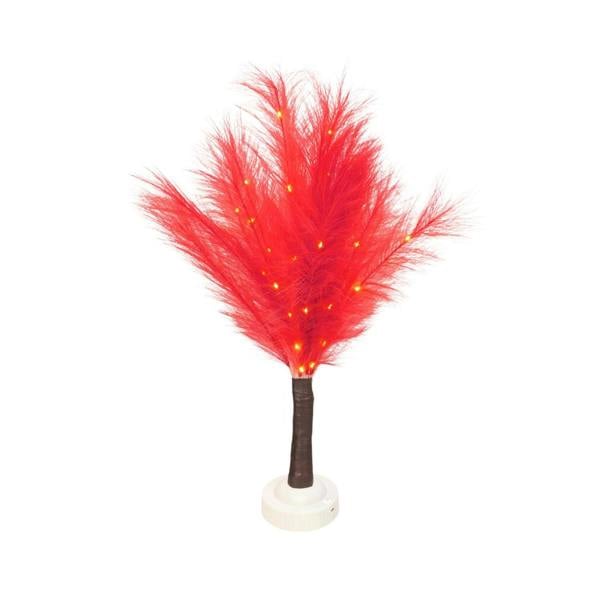 70cm Red Feather Tree Table Lamp with Warm White LEDs, Decorative Indoor Light image 1