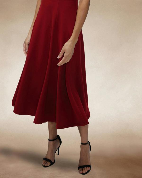HotSquash A Line Midi Dress with Cap Sleeves