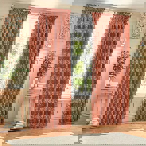 Wylder Nature Grantley Jacquard Pencil Pleat Curtains - Brick