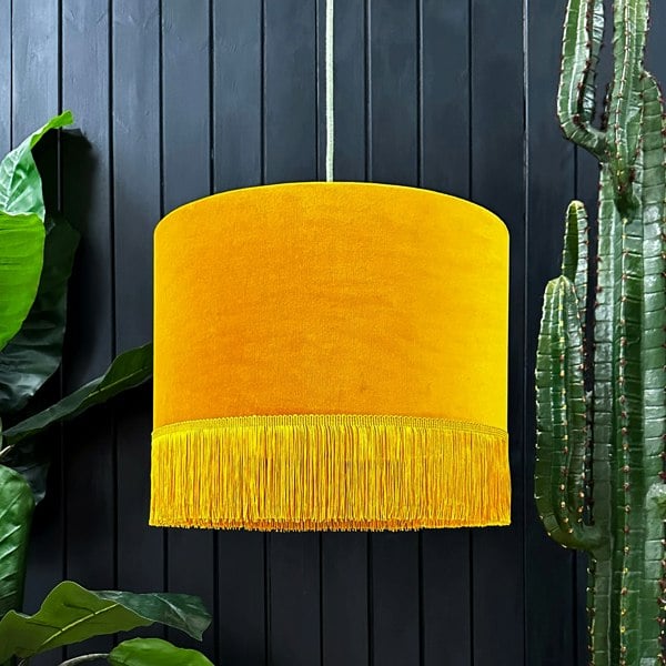love frankie butterscotch velvet lampshade with fringing