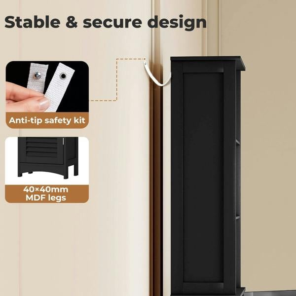 Levede Tall Bathroom Cabinet Freestanding Slim Bathroom Storage Cupboard Unit