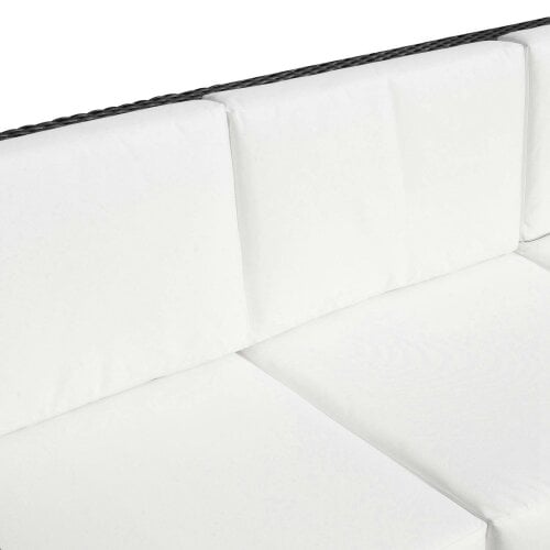 Wyld Haus Sudori Black Rattan 3 Seater Outdoor Sofa With White Cushions