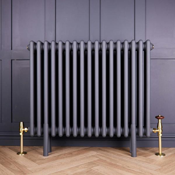 Flode Traditional Style Angled Wood Effect Head TRV & Lockshield | 15mm x 1/2" | Brushed Brass