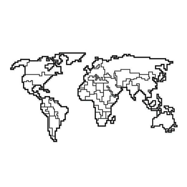 Decortie Modern Metal Wall Art World Map Theme Home Ornament Decorative Minimalist Design Hanging Wall Sculpture, Black