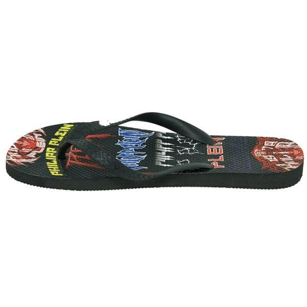 Philipp Plein Rock Logos Flip Flops - Black