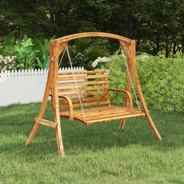 Berkfield Swing Frame Solid Bent Wood with Teak Finish