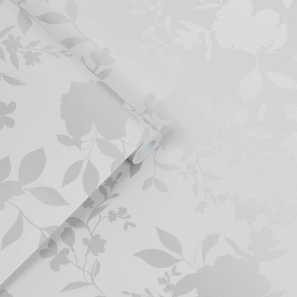 Laura Ashley Westbourne Wallpaper - Silver - 10m