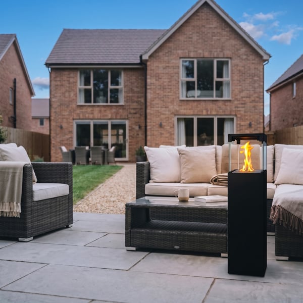 BIOFireplacesGMT Freestanding Bio Fireplace Patio Black Matt Ventless