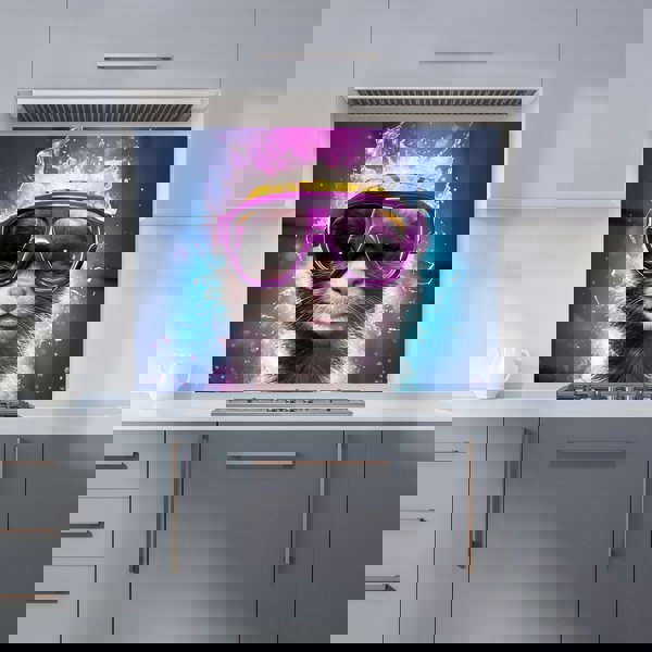 Warren Reed - Designer Splashart Ferret With Glasses Purple Kitchen Splashback