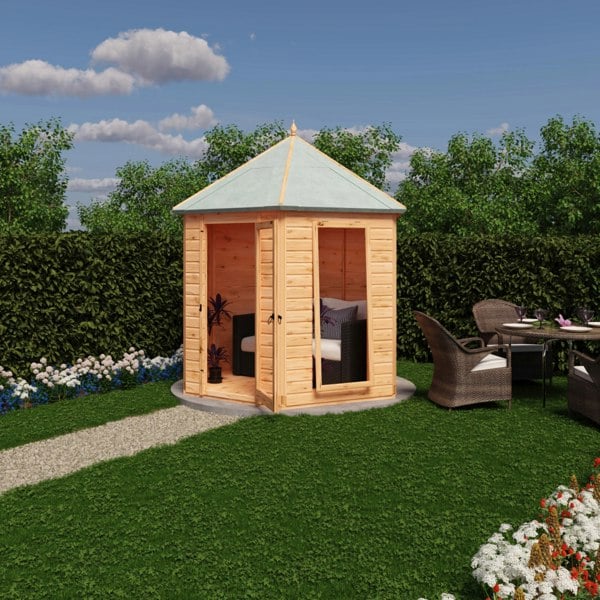 Shire Welburn Hexagonal Gazebo Summerhouse 8x7  12mm Cladding