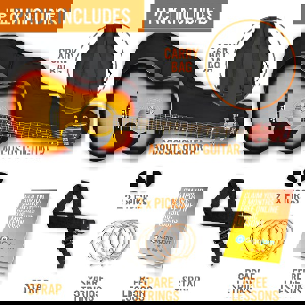 3rd Avenue Full Size Acoustic Guitar Pack Sunburst Acoustic Guitars#Colour_Sunburst