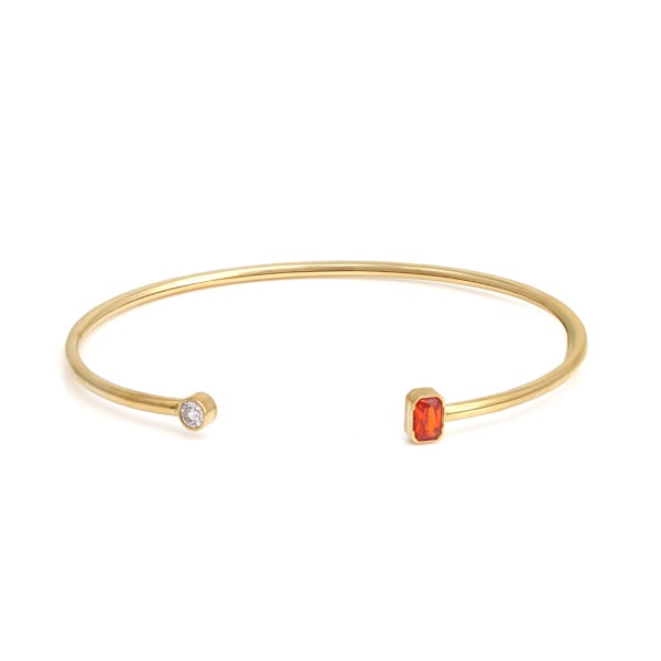Say It With February Amethyst Birthstone Bangle - Yellow Gold Plated