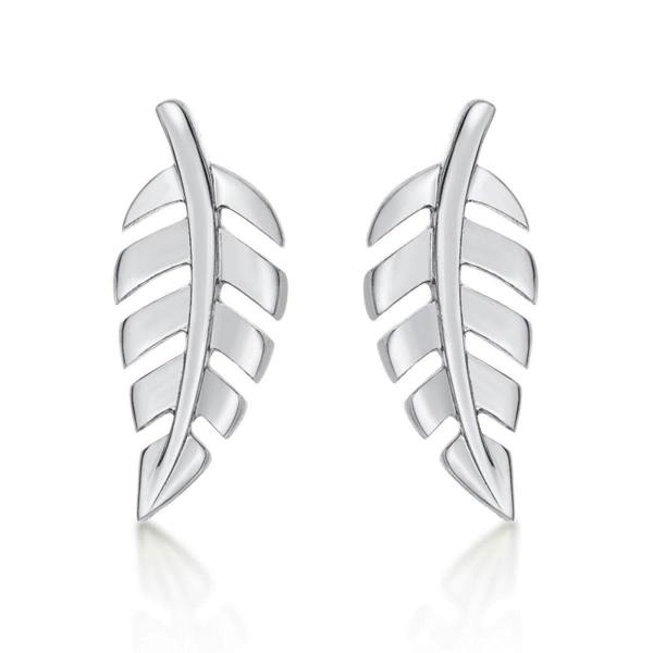 925 Sterling Silver Small Feather Stud Earrings for Women - namana.london