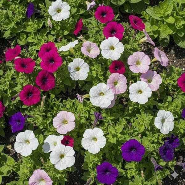 Compact bedding petunia seeds – vibrant mixed petunia flowers for garden beds and borders