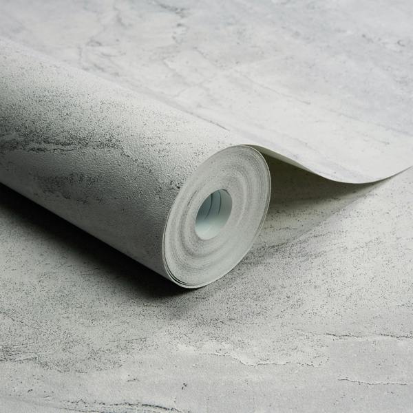 Grandeco Tallab Marble Stone Effect Textured Wallpaper, Grey