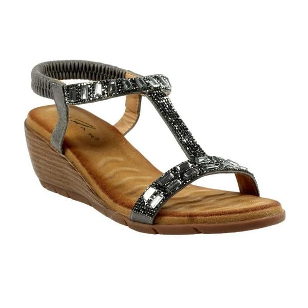 Lunar Womens/Ladies Macie Wedge Sandals - Pewter