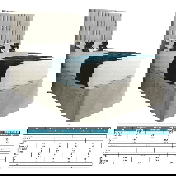 Casa Magna Marcelo Upholstered Soft Velvet Bed Frame - Cream