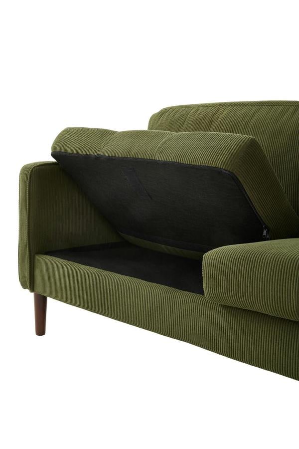 Living and Home Dark Green Corduroy Upholstered Two-seater Sofa Armchair