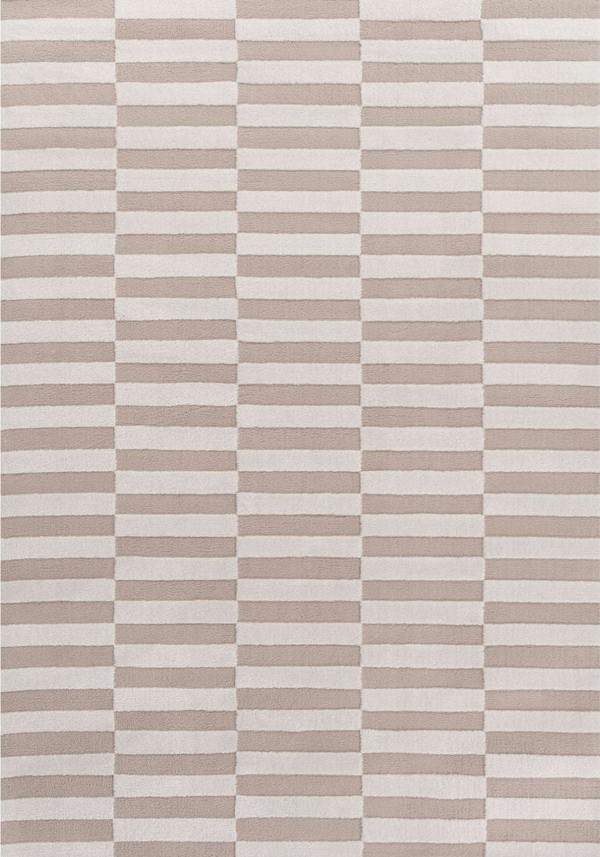 Loft Striped Beige Cream Rug, Simple Care, Fade-resistant.