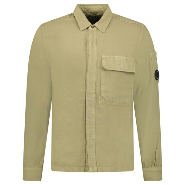 CP Company Broken Linen/Cotton Overshirt Beige - chancefashionco