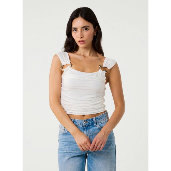 Pink Vanilla Gold Buckle Front Crop Top