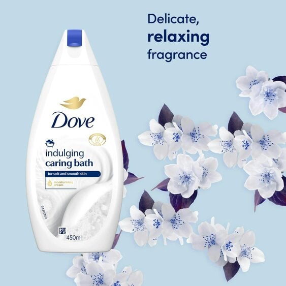 Dove Caring Bath Indulging Cream Bath Soak with 1/4 Moisturising Cream, 4x450ml