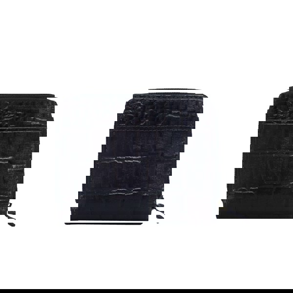 Assots London 'JOLLY' Navy Croc Real Leather Designer Zip-Top Wallet