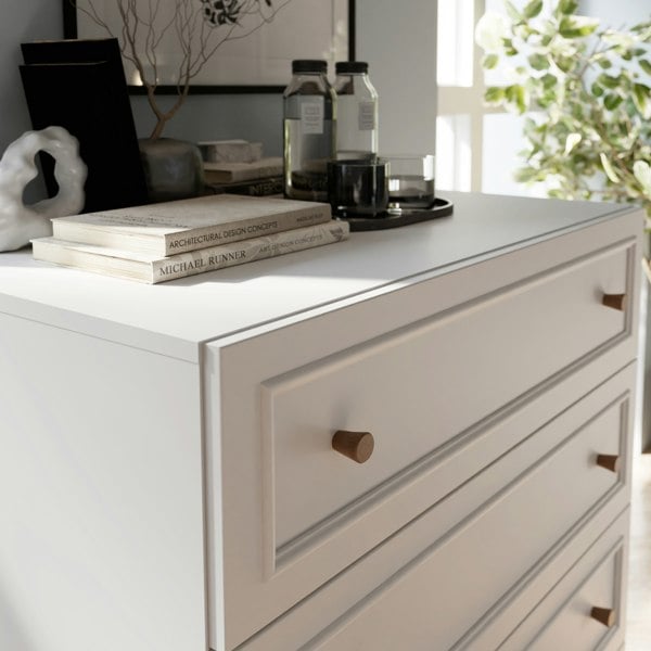 Furniture To Go Wensley 3 Drawer Chest in Light Grey and Oak