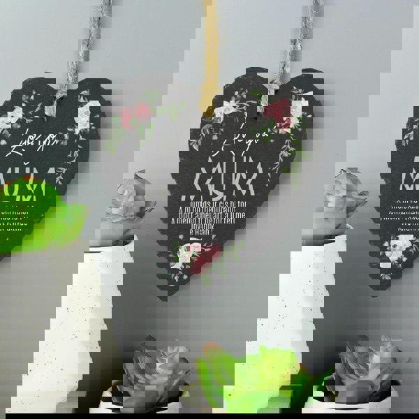 Personalised Memento Company Personalised Abstract Rose Printed Slate Heart Decoration