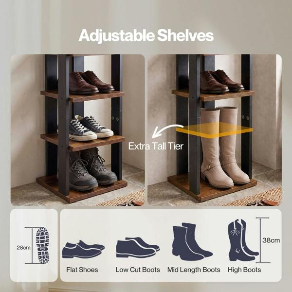 Levede Shoe Rack Storage Organiser 9 Tier Industrial Shoe Shelf Adjustable Brown