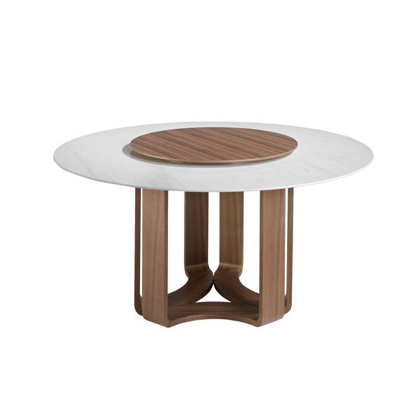 Angel Cerdá Round porcelain marble and walnut dining table 1137