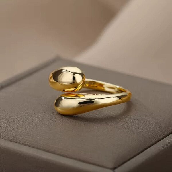The Colourful Aura Minimal Open Curve Adjustable Gold/SIlver Ring - Gold - Gold