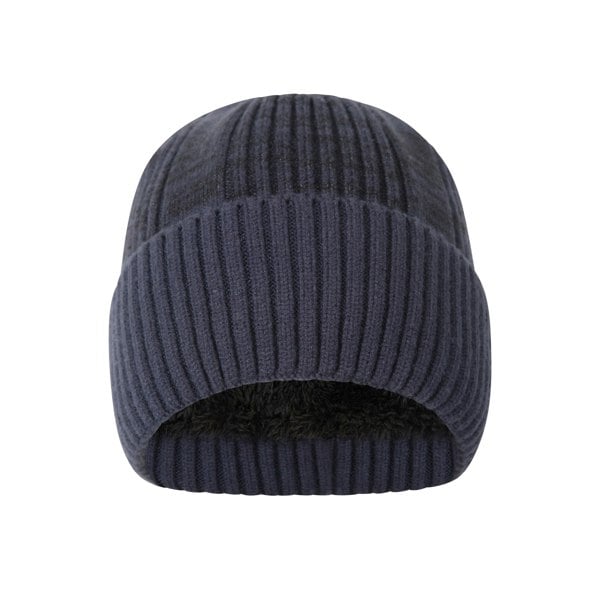 Mountain Warehouse Mens Ribbed Faux Fur Lined Beanie - Navy