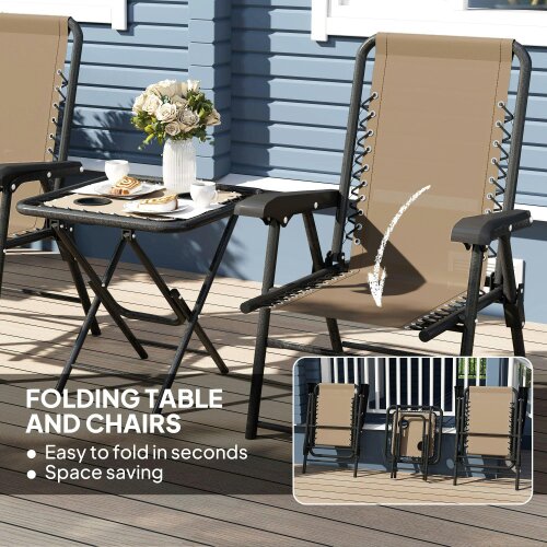 Wyld Haus Fihake Metal Khaki Cream 3 Piece Garden Bistro Table And Chair Set