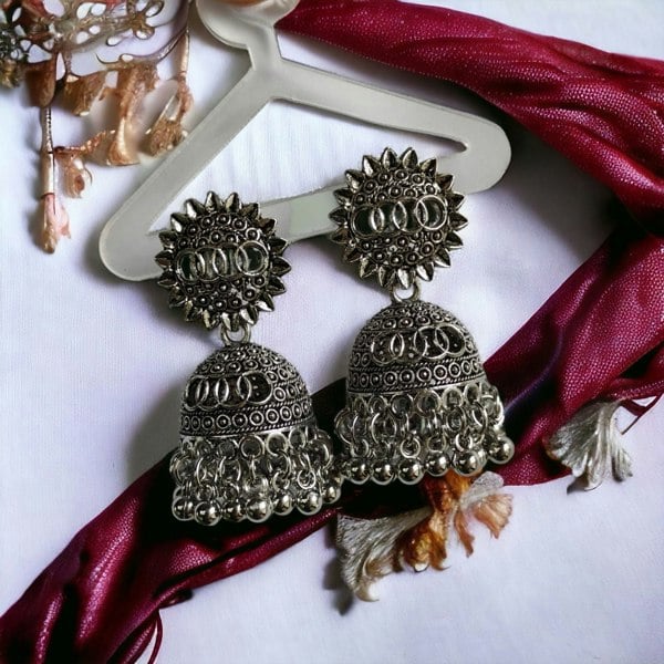 The Colourful Aura Oxidised Bohemian Indian Asian Bridal Boho Jhumkis